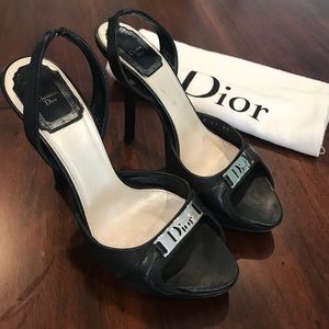 Authentic Dior Black and silver platform heels